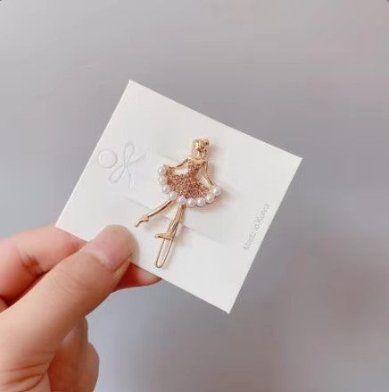 Hair Clip Beige Ballet Dancer With Pearls