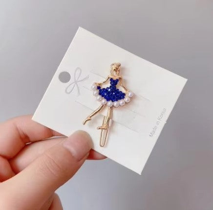 Hair Clip Blue Ballet Dancer With Pearls