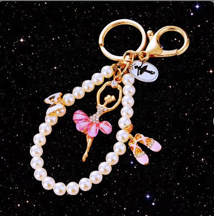 Keyring Purple Ballet Dancer With Pearls