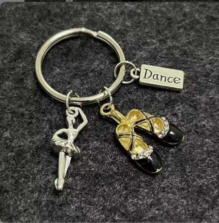 Keyring  Ballet Dancer and Black Ballet Shoes
