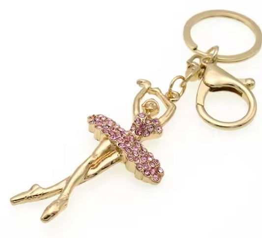 Keyring Ballet Dancer with Pink Dress And Jewels