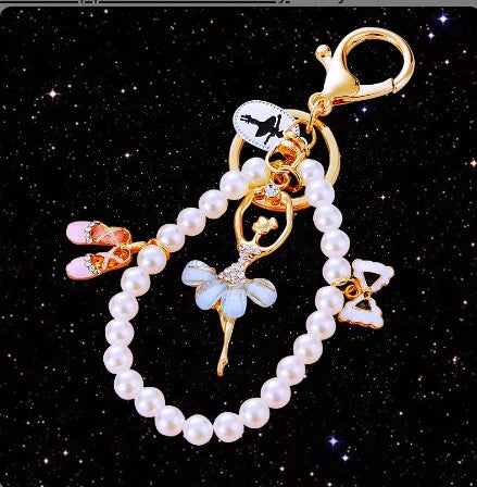Keyring Blue Ballet Dancer With Pearls