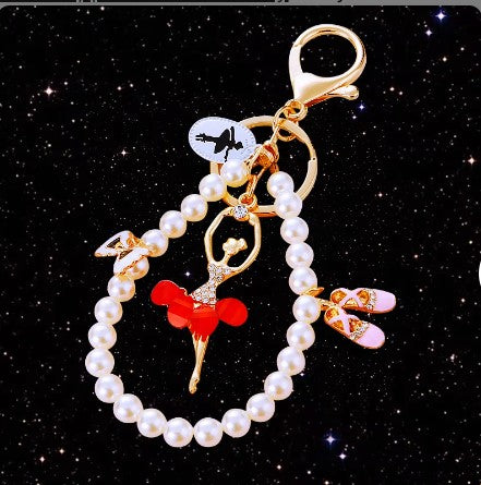 Keyring Red Ballet Dancer With Pearls